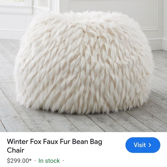 Pottery barn winter fox faux fur beanbag